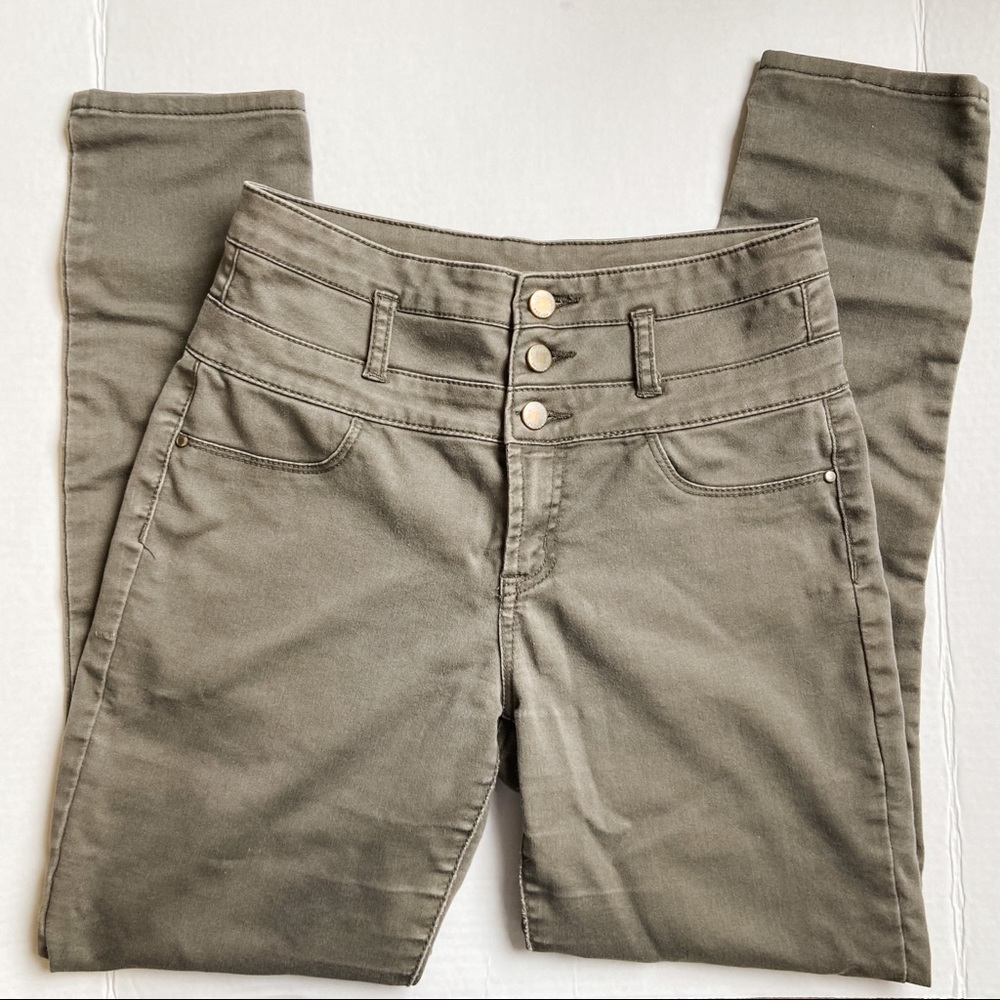 Refuge High Waisted Olive Green Skinny Jeans Size 8